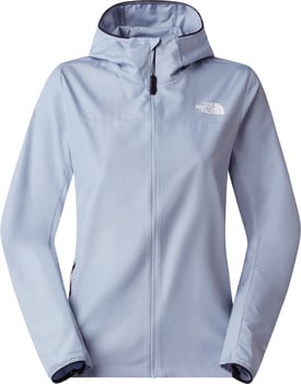 Leichte hellblaue Jacke mit Kapuze und The North Face Logo.