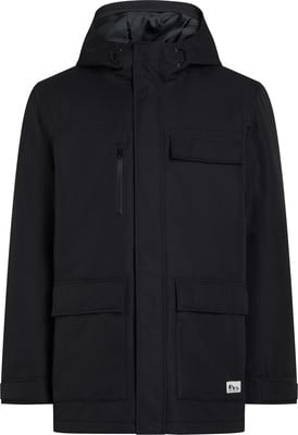 Schwarze Herrenjacke mit Kapuze, Reißverschluss und Taschen. Schwarze Herrenjacke mit Kapuze, Reißverschluss und Taschen.