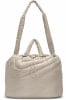 Helle gesteppte Tasche mit Nike-Logo und Kordelzug.