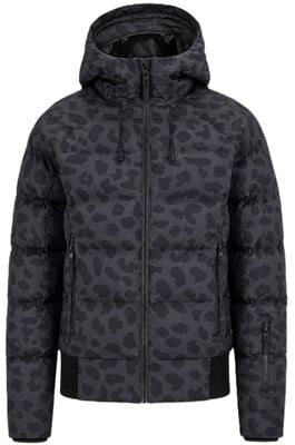 Fekete kapucnis, leopárdmintás puffer dzseki.
