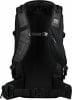 Rückansicht eines schwarzen Rucksacks mit ORTOVOX-Logo und verstellbaren Trägern.