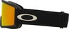 Oakley Skibrille mit orangefarbener Linse und schwarzem Band.