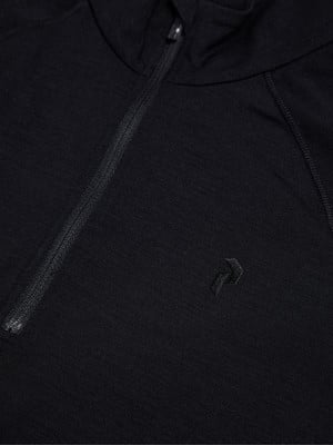 Schwarzes Herren-Sweatshirt mit kurzem Reißverschluss und Logo auf der Brust. Schwarzes Herren-Sweatshirt mit kurzem Reißverschluss und Logo auf der Brust.