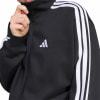 Schwarze Adidas Jacke mit weißen Streifen und Logo.