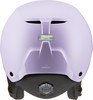 Lila Skihelm mit Uvex-Logo und Aufschrift minim