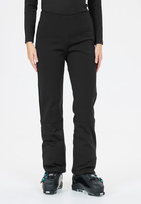 Schwarze Skihose mit geradem Bein und Skischuhen. Schwarze Skihose mit geradem Bein und Skischuhen.