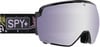 SPY+ Skibrille mit violetter Spiegellinse und buntem Band.