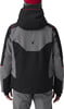 Rückansicht einer schwarz-grauen Skijacke mit Spyder-Logo.