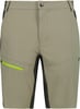 Herren-Shorts in Beige mit dunklen Seitenteilen und reflektierendem Reißverschluss.