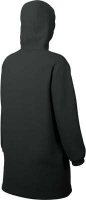 Schwarze Kapuzenjacke von hinten, Detail der Stofftextur. Schwarze Kapuzenjacke von hinten, Detail der Stofftextur.