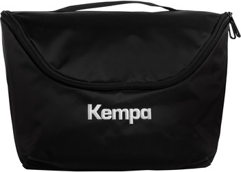Schwarze Tasche mit weißem Kempa-Logo und Reißverschluss oben.