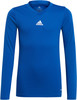 Ein blaues Adidas-Langarmshirt mit Logo auf der Brust.