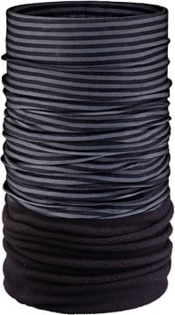 Grau und schwarz gestreifter Schlauchschal aus Fleece.