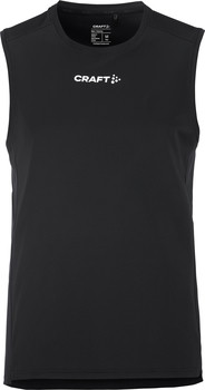 Schwarzes Craft Tanktop für Herren mit Logo auf der Brust und Schulterdetails.