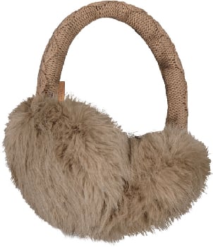 Braune, flauschige Ohrenschützer mit Strickbügel.