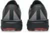 Rückansicht von schwarzen Laufschuhen mit roter Sohle und PureGEL-Logo.