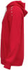 Ein roter Kapuzenpullover mit weißer Kordel und Punkten auf der Schulter.