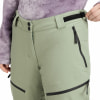 Damen-Skihose in Hellgrün mit schwarzen Reißverschlüssen und Klettverschluss am Bund.
