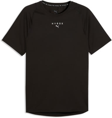 Schwarzes Puma-T-Shirt mit Hyrox- und Puma-Logo, atmungsaktives Material. Schwarzes Puma-T-Shirt mit Hyrox- und Puma-Logo, atmungsaktives Material.
