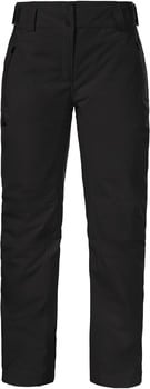 Schwarze Skihose mit Reißverschlusstaschen und Knopfverschluss.