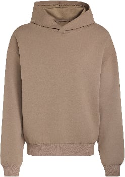 Braune Kapuzenpullover mit langen Ärmeln, lockerer Schnitt.