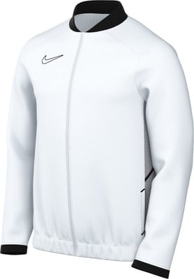 Weiße Nike Jacke mit schwarzem Kragen und Logo auf der Brust. Weiße Nike Jacke mit schwarzem Kragen und Logo auf der Brust.