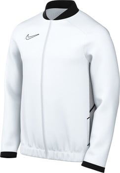 Biela bunda Nike s čiernym golierom a logom na hrudi.