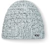 Graue Strickmütze mit Rippenmuster und Eistör-Logo.