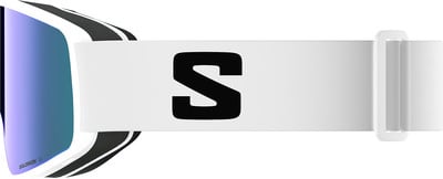 Skibrille mit weißem Band und schwarzem S-Logo. Skibrille mit weißem Band und schwarzem S-Logo.