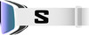 Skibrille mit weißem Band und schwarzem S-Logo.