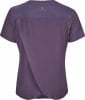 Lila T-Shirt mit perforiertem Mesh-Einsatz am Rücken und überlappendem Saum.