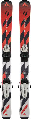 McKinley Team 7 Skier mit auffälligem orange-schwarzem Design und Bindung. McKinley Team 7 Skier mit auffälligem orange-schwarzem Design und Bindung.