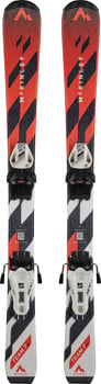 McKinley Team 7 Skier mit auffälligem orange-schwarzem Design und Bindung.