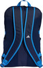 Dunkelblauer Rucksack mit blauen Trägern und Adidas-Logo.