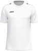 Weißes T-Shirt mit kurzen Ärmeln und schwarzem JAKO-Logo auf der Brust.