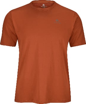 Orange T-Shirt mit kurzen Ärmeln und Active Rebel Logo auf der Brust.