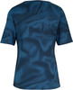Damen-T-Shirt mit kurzen Ärmeln und blau-dunklem Muster.