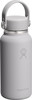 Graue Hydro Flask Flasche mit Griff und Logo.
