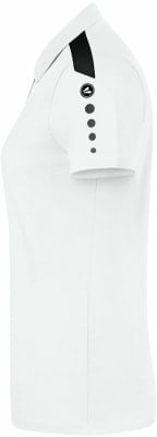 Weißes Poloshirt mit schwarzen Details an Schulter und Ärmel. Weißes Poloshirt mit schwarzen Details an Schulter und Ärmel.
