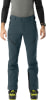 Mann in dunkelblauer Skihose mit schwarzen Reißverschlüssen und Skischuhen.