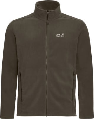 Herren-Fleecejacke von Jack Wolfskin in Dunkelgrün mit Reißverschluss. Herren-Fleecejacke von Jack Wolfskin in Dunkelgrün mit Reißverschluss.