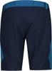 Rückansicht einer dunkelblauen Hose mit blauen Seitenpaneelen.