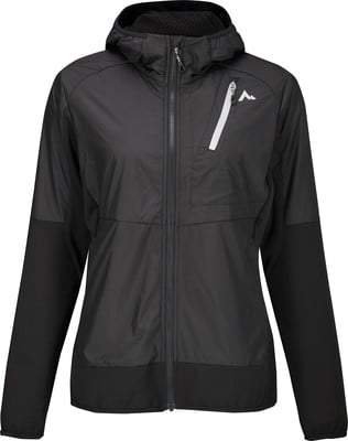 Schwarze Kapuzenjacke mit weißem Logo auf der Brust. Schwarze Kapuzenjacke mit weißem Logo auf der Brust.