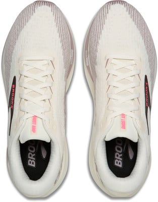 Damen-Laufschuhe Brooks Ghost Amp in Cremefarbe mit rosa Details. Damen-Laufschuhe Brooks Ghost Amp in Cremefarbe mit rosa Details.