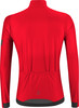 Rotes Langarm-Fahrradtrikot mit drei Rückentaschen.