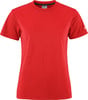 Ein rotes Kurzarmshirt mit Rundhalsausschnitt.