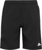 Schwarze Adidas Herrenshorts mit weißen Streifen und Logo.