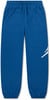 Blaue Jogginghose mit weißem Jordan-Logo auf dem rechten Bein.