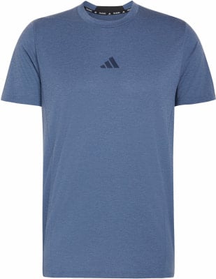 Ein blaues Adidas T-Shirt mit Logo und dem Schriftzug Training am Kragen. Ein blaues Adidas T-Shirt mit Logo und dem Schriftzug Training am Kragen.