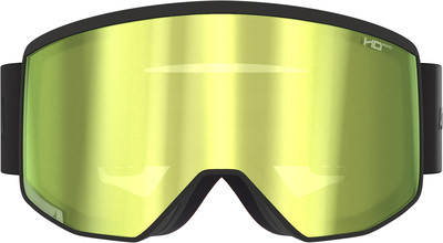 Skibrille mit gelber Spiegellinse und schwarzem Rahmen. Skibrille mit gelber Spiegellinse und schwarzem Rahmen.